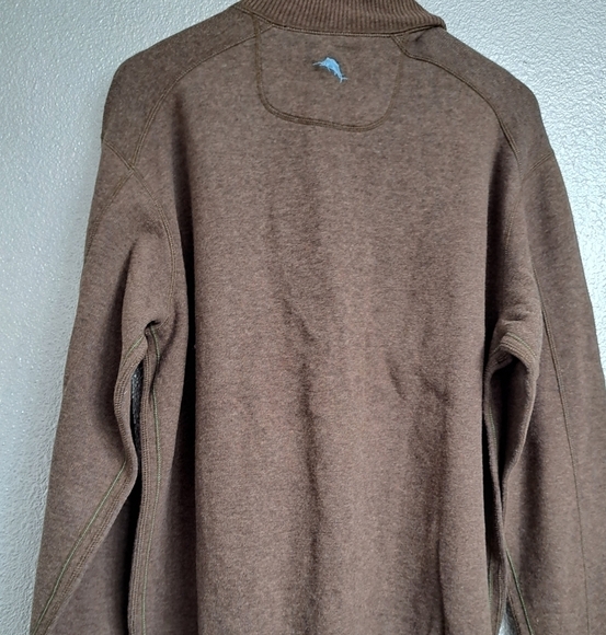 Tommy Bahama Light Brown  1/4 Zip Pullover With Contrasting Color - Picture 8 of 9